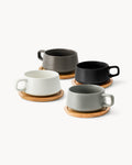 Sommerhafte Kaffeepause – Cappuccinotassen mit Milch- & Zucker-Set
