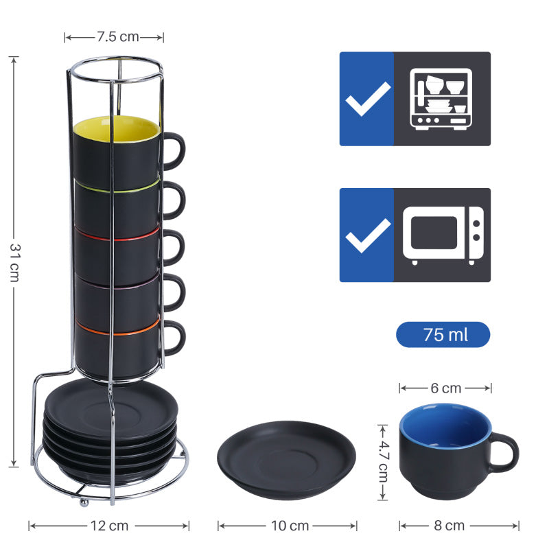 Miamio Espressotassen Le Papillon 6er Set Keramik 75ml