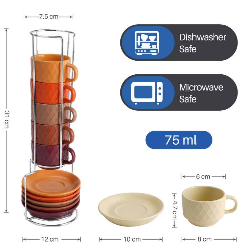 Miamio Espressotassen Palmanova 6er Set Keramik 75ml