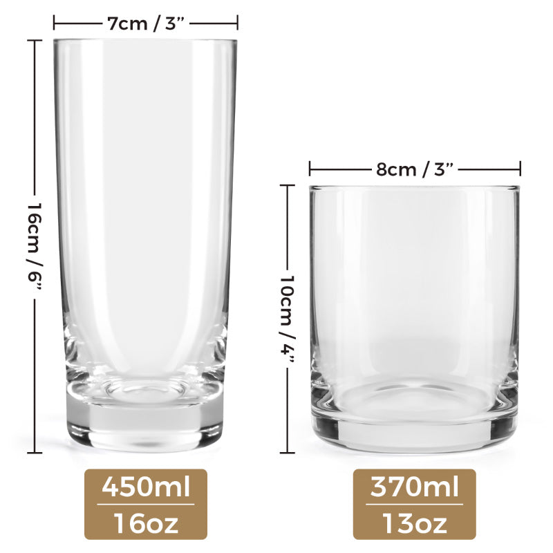 Miamio Geschirr - Glaser Set 12-teilig (370ml & 450ml) klar