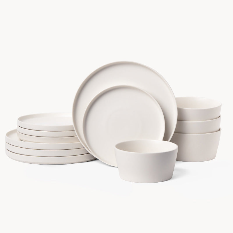 Miamio Geschirr Set Luxe 12-teilig fur 4 Personen, Tassen & Schusseln Keramik
