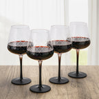 Miamio Rotweinglaser Crystaluna 4er Set Glas mit schwarzem Fuß