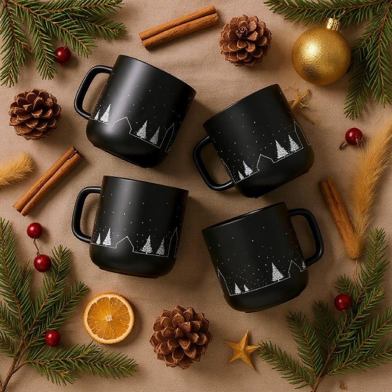 Miamio Weihnachts Geschirr Set Vinter Teller & Tassen Keramik, Wintermotiv