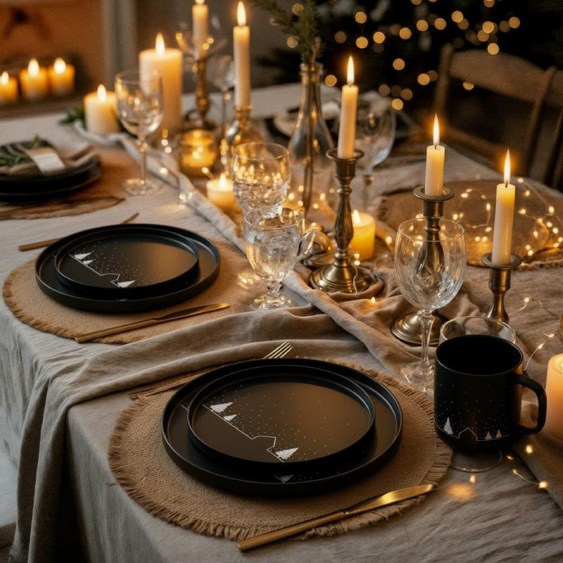 Miamio Weihnachts Geschirr Set Vinter Teller & Tassen Keramik, Wintermotiv