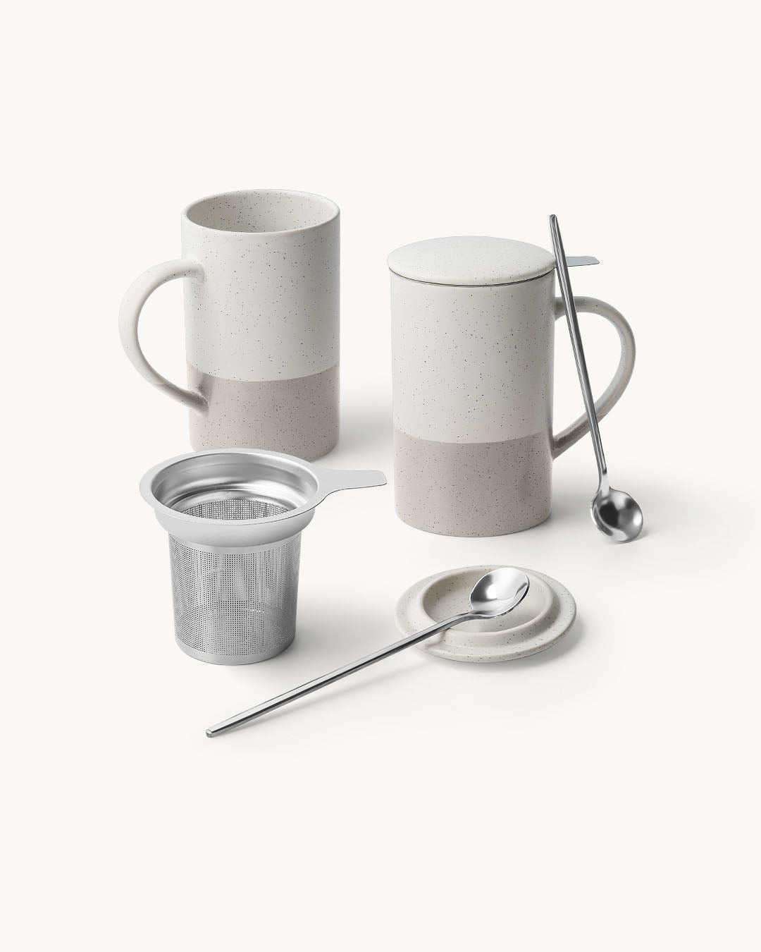 Miamio Geschirr - Teetassen Set 2er Keramik mit Siebeinsatz und Deckel 500ml