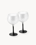 Miamio Gin Gläser Crystaluna 2er Set Glas, mit Messbecher, Rührlöffel und schwarzem Fuß