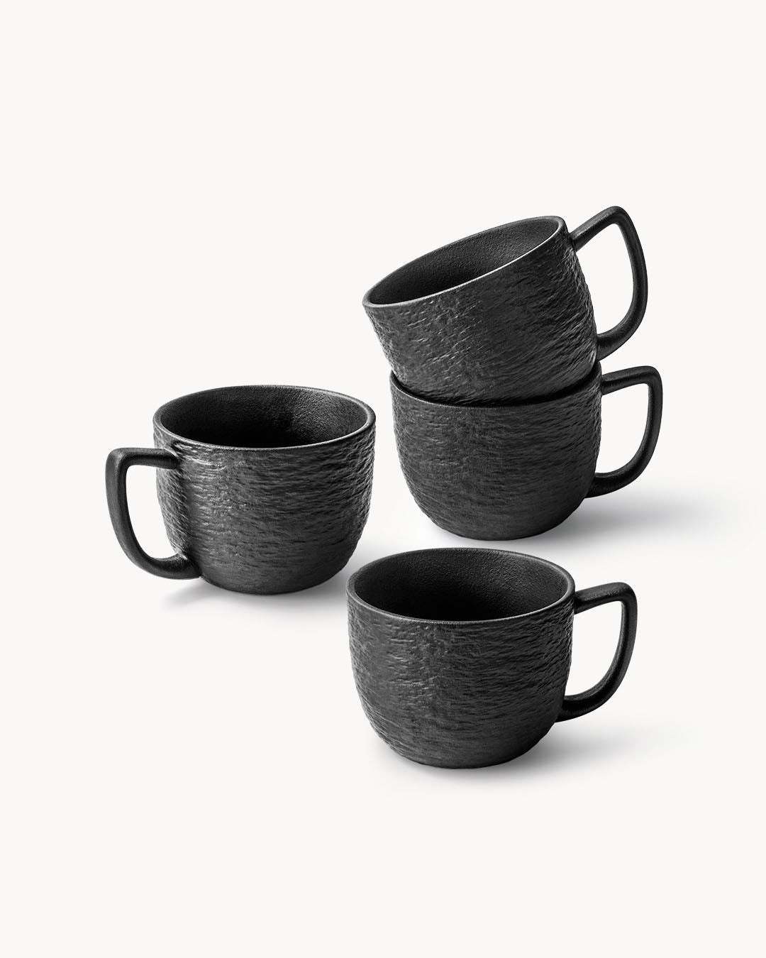 Miamio Kaffeetassen schwarz Oasis 4er Set Keramik 450ml